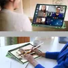 A collage of two images showing a tablet case in use. The top image shows a tablet in a green case on a video call. The bottom image shows a tablet in a green case being used for drawing with a stylus. Anteprima dell’immagine prodotto