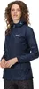 A woman wearing a navy blue Regatta jacket and patterned leggings, posing against a white background. Produktbild-Vorschau