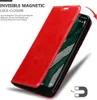 A red phone case is shown partially open, revealing a phone screen. Podgląd zdjęcia produktu
