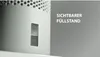 Close-up of a white dehumidifier with a visible fill level indicator and text overlay. Produktbild-Vorschau