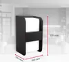 A black outdoor wall light with dimensions indicated. Produktbild-Vorschau