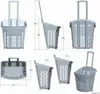 A collage of technical drawings and product shots of a rolling shopping basket. Produktbild-Vorschau