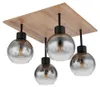 Deckenleuchte, Holzoptik, Kugeln Rauchglas, L 40cm Produktbild-Vorschau 3
