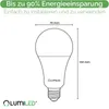 Diagram of a light bulb with dimensions and marketing text. Náhľad obrázku produktu
