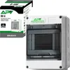 A product shot of an electrical distribution box and its packaging. Produktbild-Vorschau