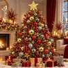 Weihnachtskugeln Rot Gold Grau 108er Set, Christbaumkugeln Produktbild-Vorschau 2