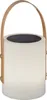 A solar-powered lantern with a leather handle. Produktbild-Vorschau