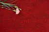 A single pink carnation with green stems and buds lies on a red textured background. Produktbild-Vorschau