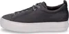 A side view of a gray nubuck leather sneaker with a white sole. Produktbild-Vorschau