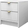 A white nightstand with two drawers and gold handles. Náhľad obrázku produktu