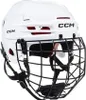 A white CCM Tacks 70 hockey helmet with a black cage is shown against a white background. Náhľad obrázku produktu