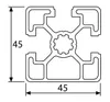 Länge 190mm - Design-Aluminiumprofil 45x45L 1 Nut verdeckt Produktbild-Vorschau 2