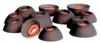 A collection of black and red ear tips for headphones, arranged on a white background. Náhled obrázku produktu