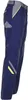 A side view of a pair of navy blue work pants with gray and yellow accents. Produktbild-Vorschau
