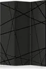 A three-panel room divider with a dark gray background and a pattern of intersecting black lines. Produktbild-Vorschau