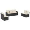 vidaXL 7-tlg. Garten-Sofagarnitur mit Kissen Schwarz Poly Produktbild-Vorschau 1