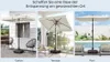 A collage of three images showing a beige patio umbrella in different settings: a garden, a terrace, and by a pool. Produktbild-Vorschau