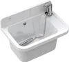 A white sink with a chrome faucet and a flexible hose with a spray nozzle. Anteprima dell’immagine prodotto