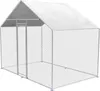 A large, empty pet enclosure with a pitched roof and a door. Produktbild-Vorschau
