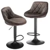 Two brown velvet bar stools with black bases are shown against a white background. Voir les images du produit