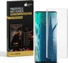 A product box for a screen protector is shown next to a smartphone with a screen protector applied. Produktbild-Vorschau