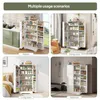 Collage of a white rolling storage cart with shelves in different rooms. Náhľad obrázku produktu