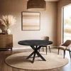 Zita Home Esstisch 120cm rund echtes Massivholz Schwarz mit Produktbild-Vorschau 1