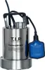 A stainless steel submersible pump with a blue float switch, shown against a white background. Produktbild-Vorschau
