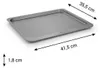 A baking sheet with dimensions indicated by arrows and text. Náhľad obrázku produktu
