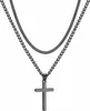 Herren Kreuzkette Edelstahl Schwarz Silber Gold Layered Produktbild-Vorschau 8
