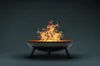 A modern black fire pit with orange interior, set against a dark gray background. Produktbild-Vorschau