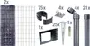 A collection of fence components laid out on a white background, including a roll of wire mesh, posts, connectors, and fasteners. Anteprima dell’immagine prodotto