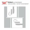 Diagrams showing how to attach a telescopic curtain rod without drilling. Produktbild-Vorschau