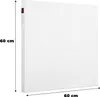 A white panel heater shown from a side angle, with dimensions indicated. Náhled obrázku produktu