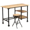 vidaXL Schreibtisch mit Klapphocker Mangoholz Massiv Produktbild-Vorschau 2