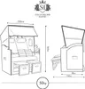 Diagrams of a beach chair with dimensions and weight. Produktbild-Vorschau
