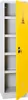 A tall, narrow metal cabinet with a yellow door, shown open to reveal shelves inside. The door has hazard symbols. Produktbild-Vorschau