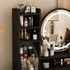 Schminktisch mit Dimmbarem LED-Spiegel, mit Hocker und 5 Produktbild-Vorschau 5