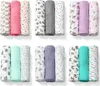 Six sets of rolled-up baby blankets are displayed in rows. Produktbild-Vorschau