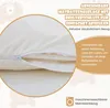 Close-up of a mattress with a zipper, surrounded by marketing text and graphics. Produktbild-Vorschau