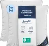 Two white pillows are shown, with a product information label attached to the front of one. Produktbild-Vorschau
