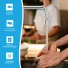 A person washing their hands under a faucet, with marketing icons on the left. Produktbild-Vorschau