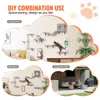 Collage of images showing different configurations of wall-mounted cat shelves in various room settings. Náhled obrázku produktu