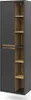 A tall, narrow cabinet with a dark gray exterior and open wooden shelves on the right side. Produktbild-Vorschau