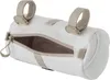 A white cylindrical bag with beige straps and zipper. Produktbild-Vorschau
