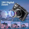 A digital camera with a zoom effect illustrated by concentric circles, and three sample photos showing different zoom levels. Produktbild-Vorschau