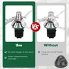 A comparison image showing a mixer blade protector in use versus without it. Produktbild-Vorschau