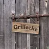 Metallschild Grillecke Aluminium, rustikale Holzoptik, Produktbild-Vorschau 3
