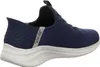 Side view of a blue Skechers slip-on sneaker with a speckled white sole. Produktbild-Vorschau