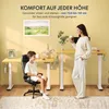 A mother and son are shown using adjustable desks in a home office setting. Produktbild-Vorschau